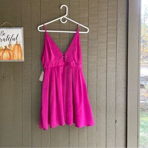 NWT Free People Velvet Bright Pink Skater Dress
